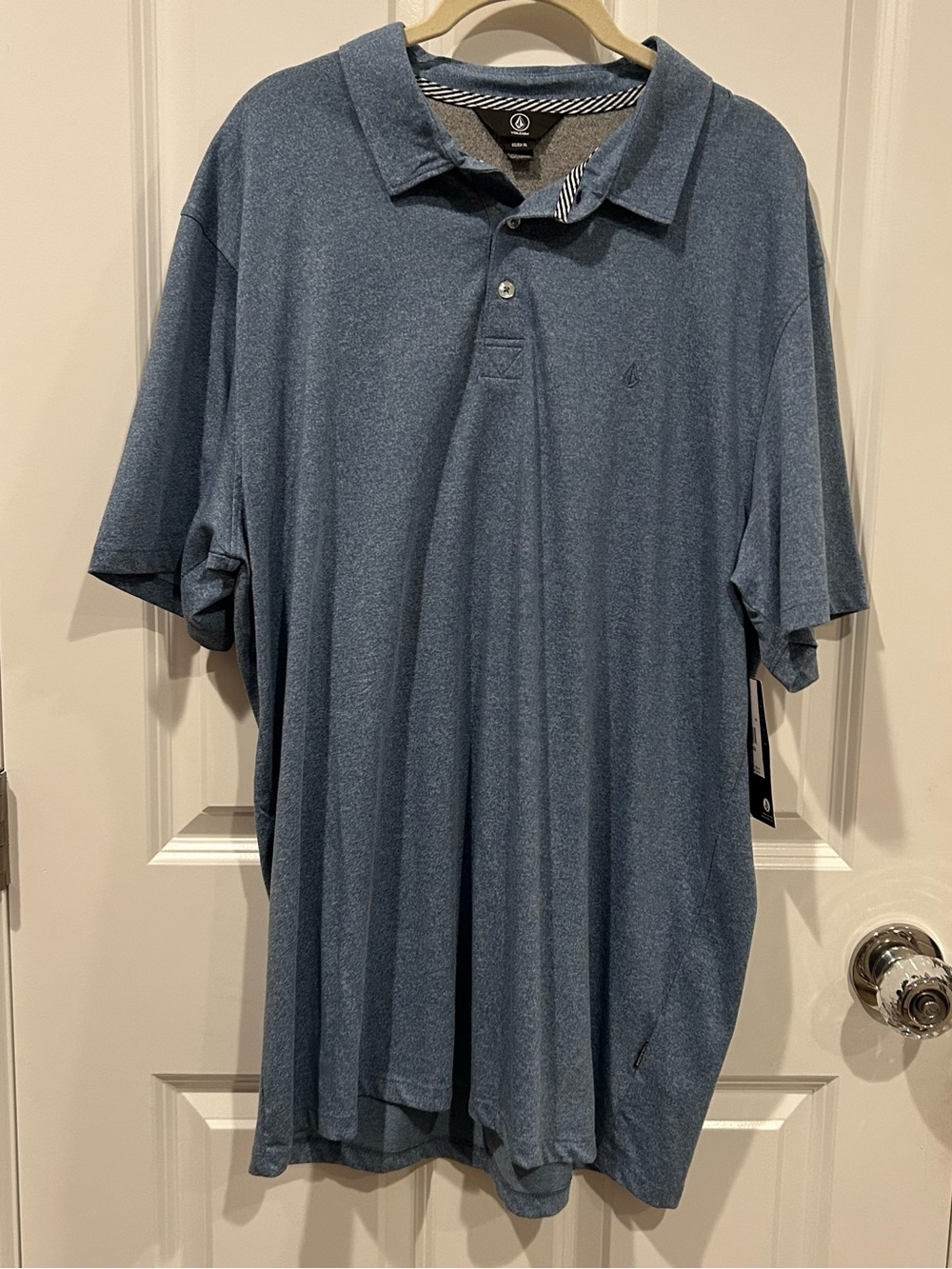 NWT Volcom Men's Heathered Blue Short-Sleeve Polo